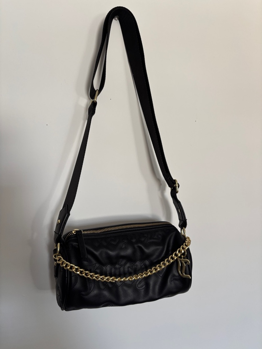 Juicy Couture Black Crossbody Bag with Gold Chain Accent